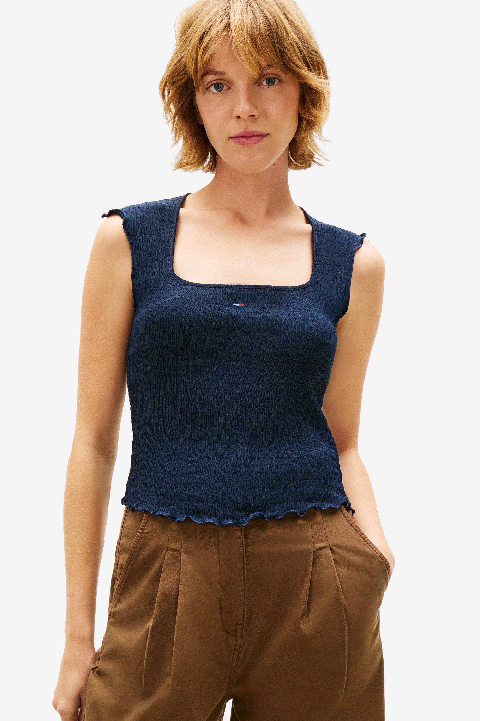 Top court en tissu structuré - Dark Navy Night