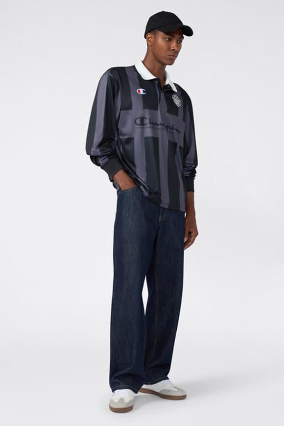 Loose long-sleeve shirt - Black + Anthracite