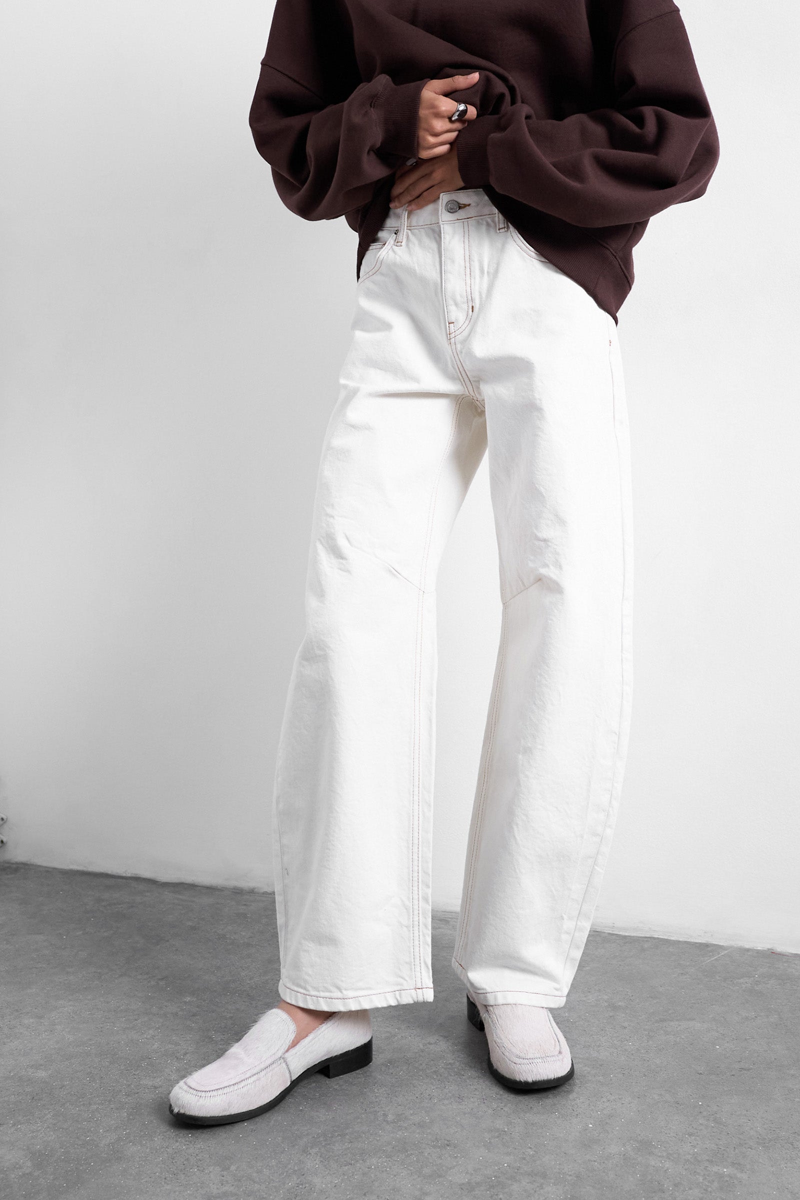 TSALMA Barrel Fit Jeans L32 - Bone White