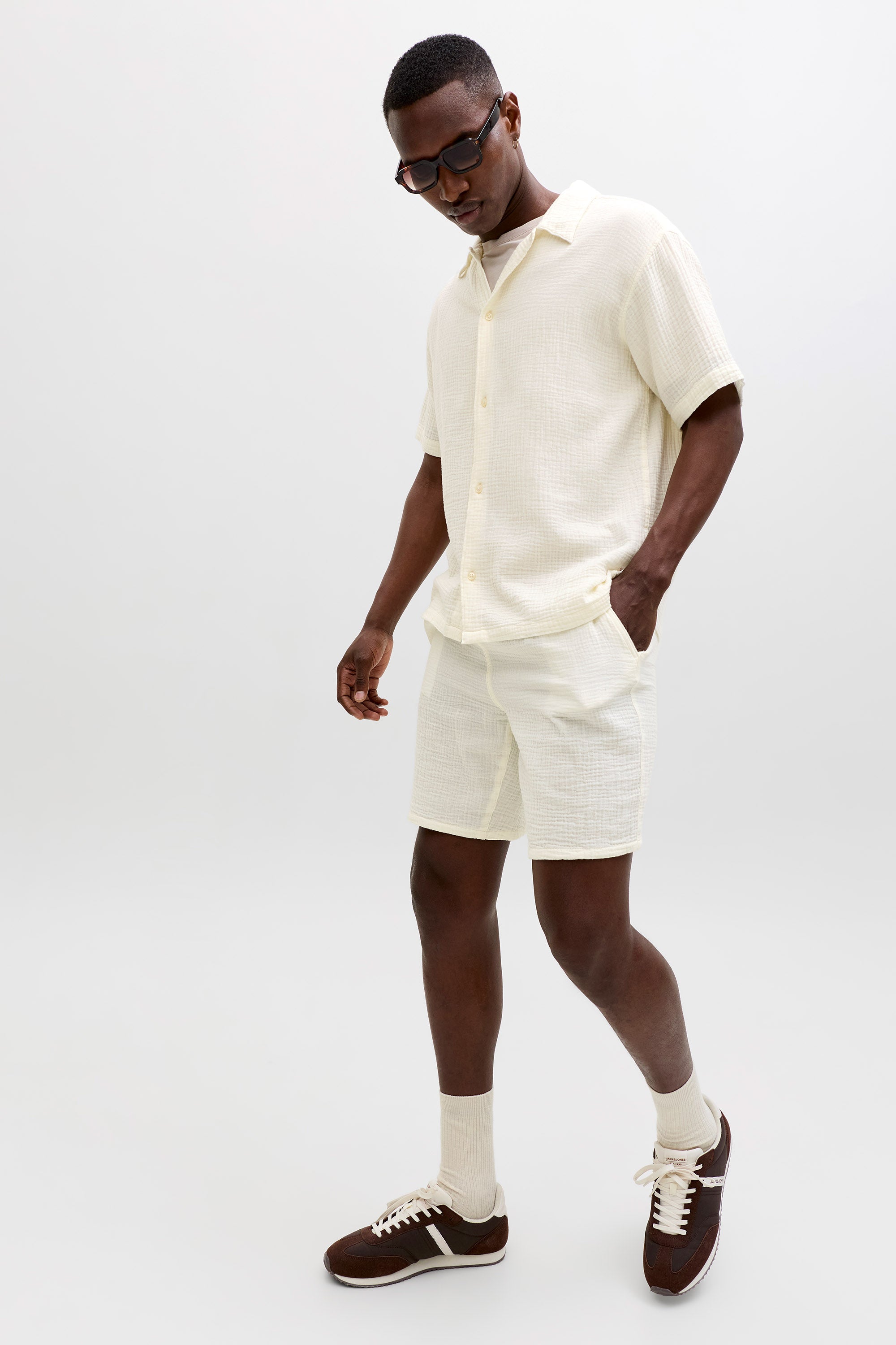 JPSTJAIDEN short en mousseline - Cloud Dancer