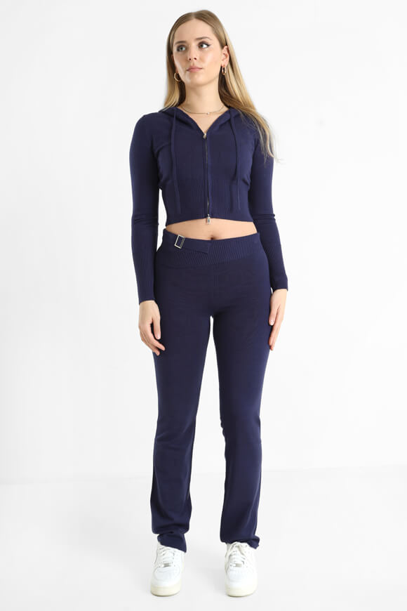 Crop Strickjacke - Marineblau