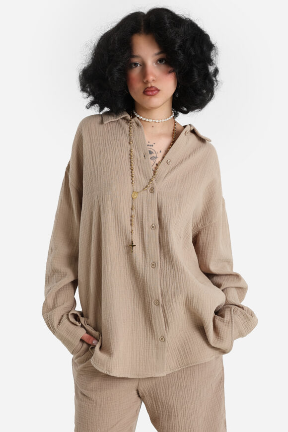 Chemise oversize en mousseline - Taupe