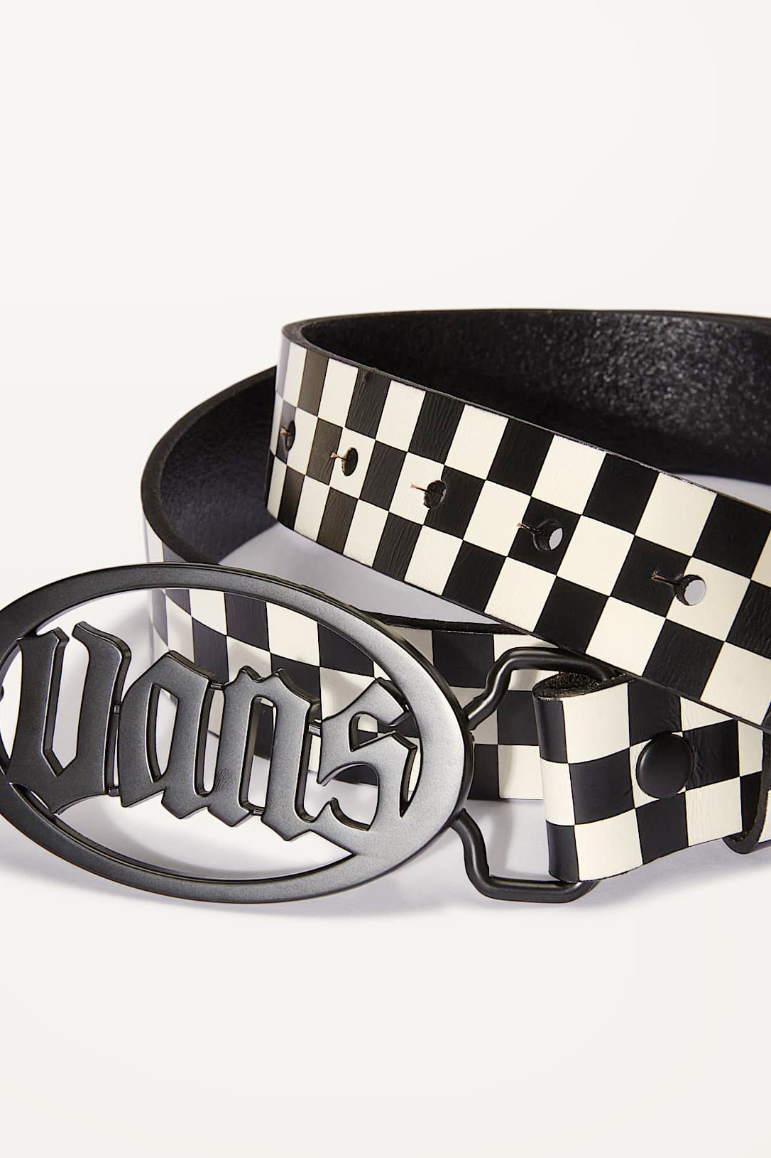 Leather belt - Black + White