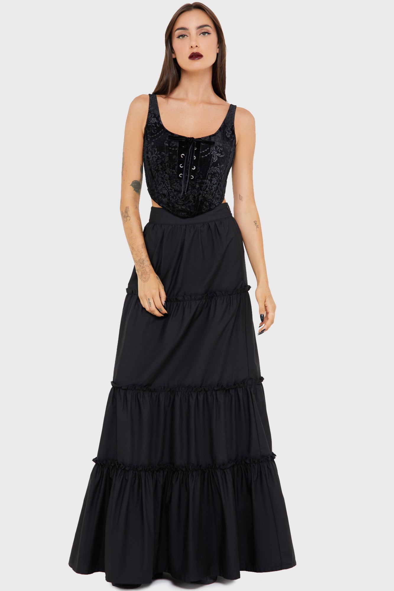 Samt Corsage-Top - Black