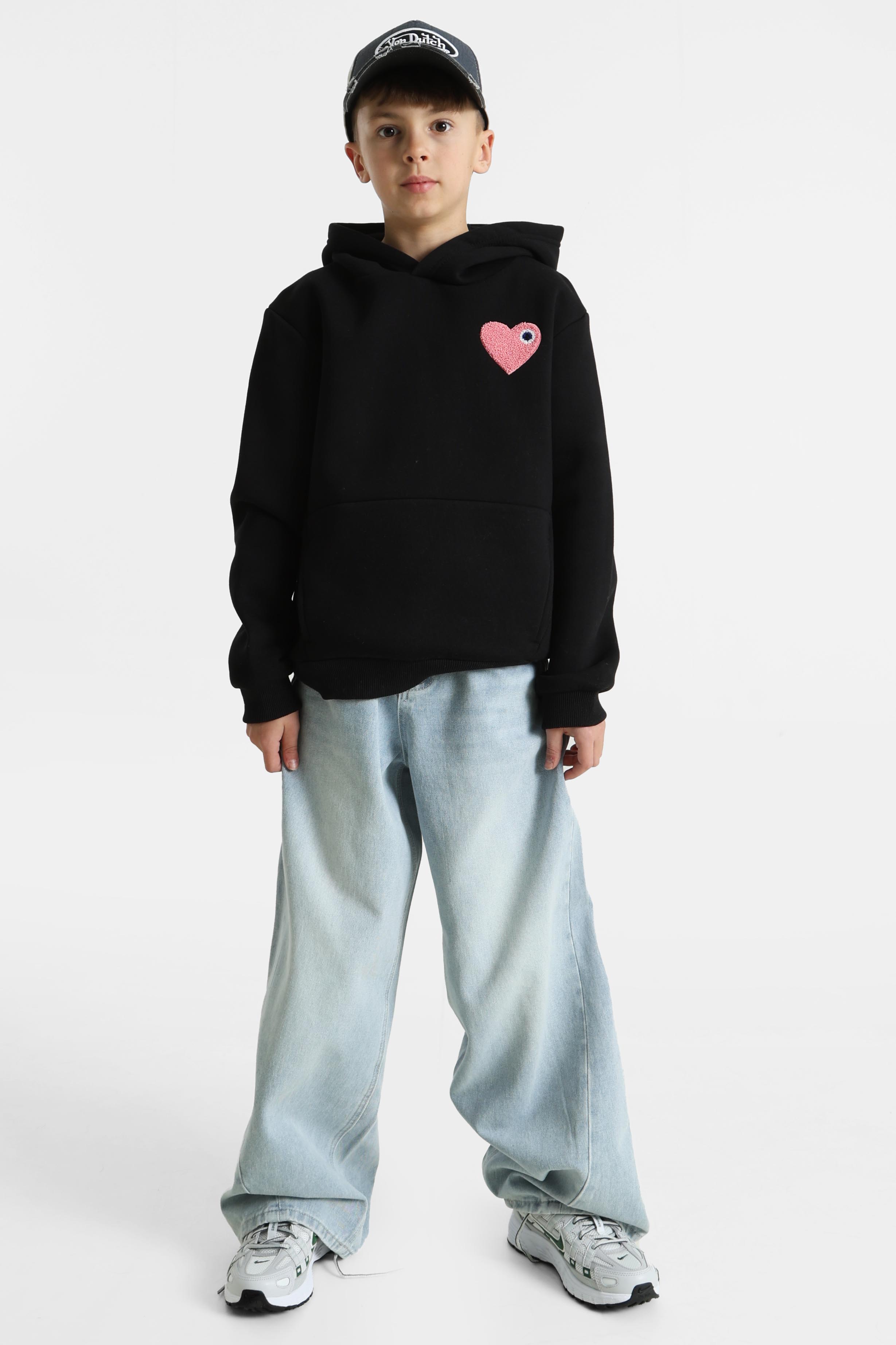 Felpa con cappuccio Heart - Black + Pink