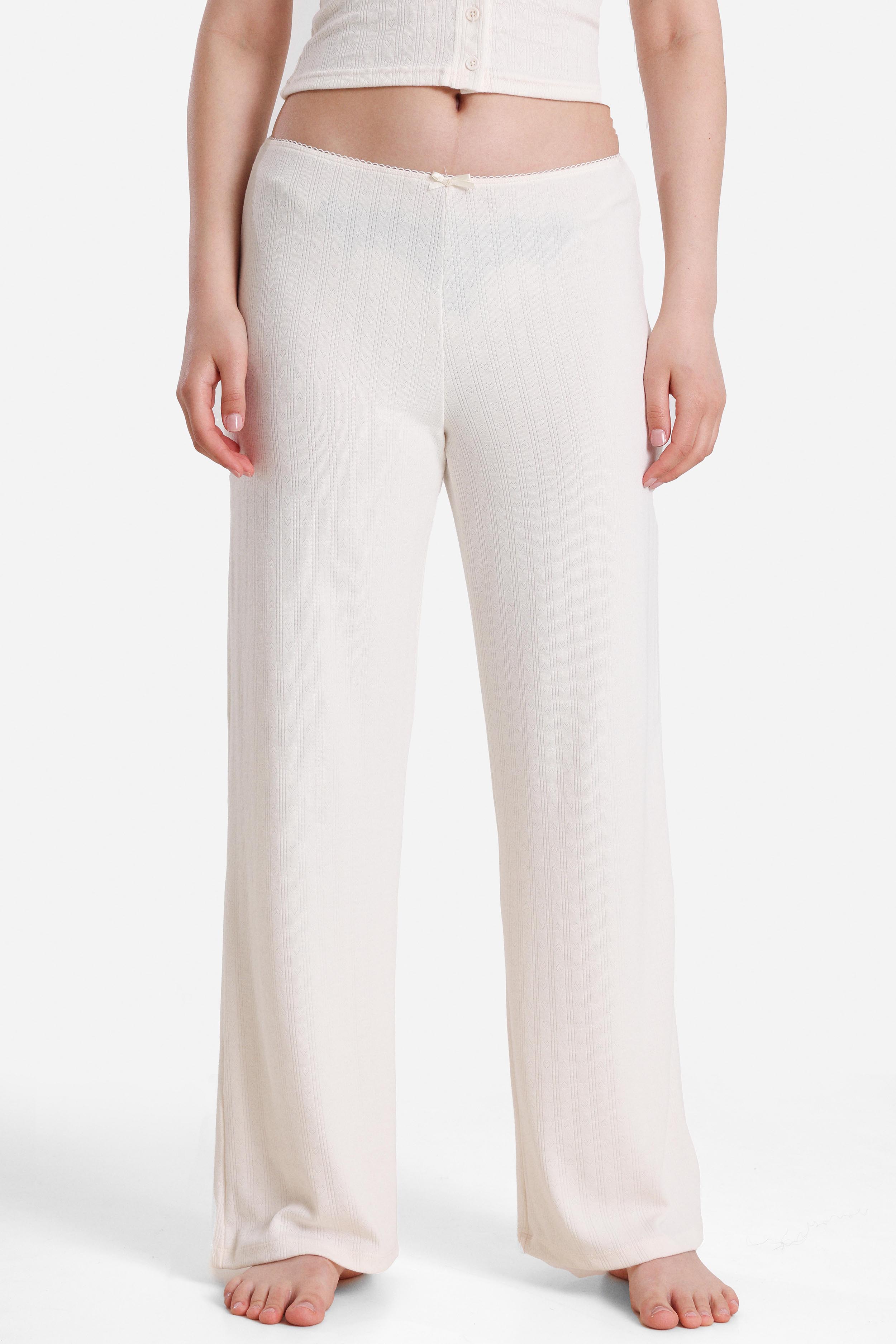 Strukturierte Stoffhose - Hellbeige