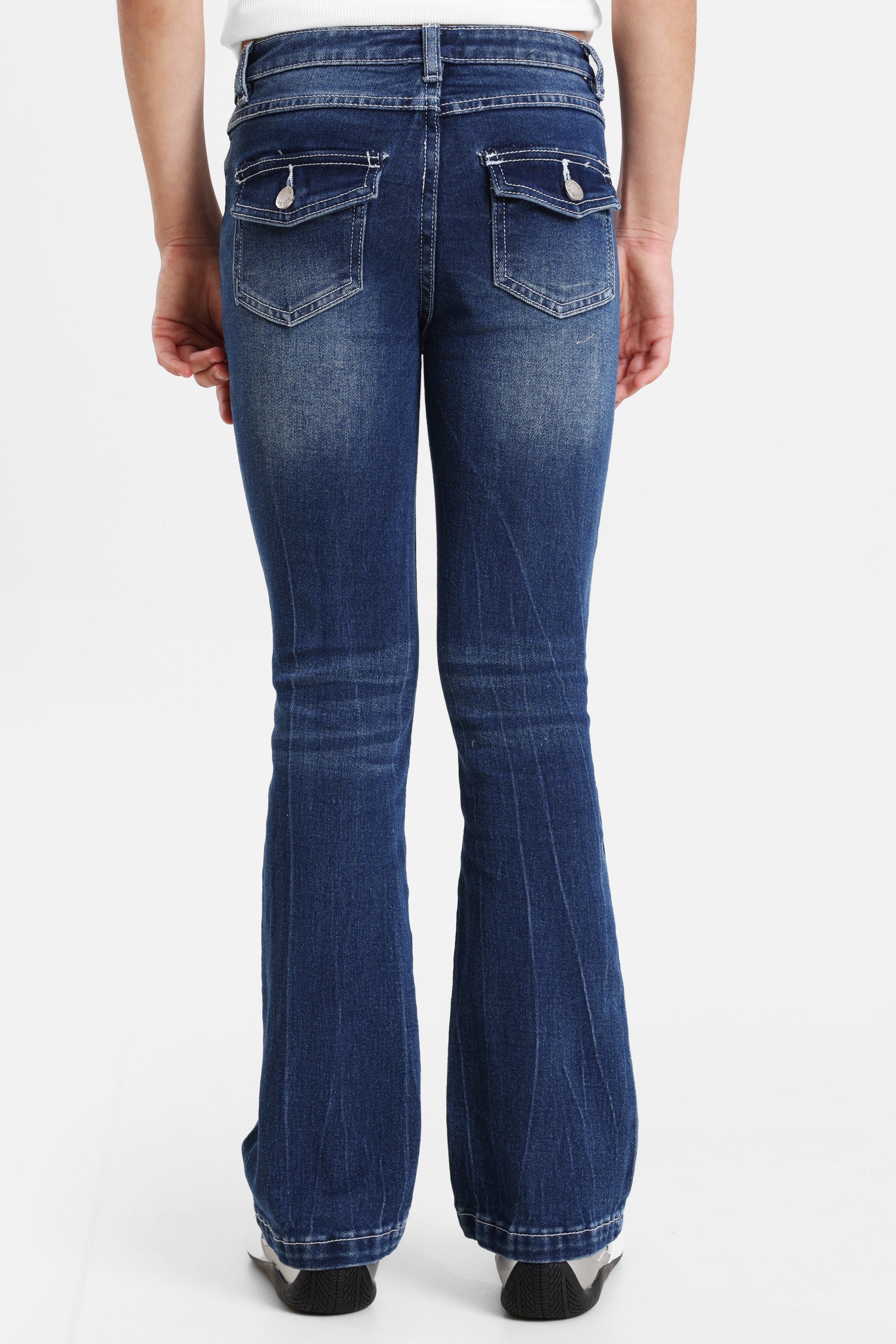 Flare Jeans - Dunkelblau Gewaschen