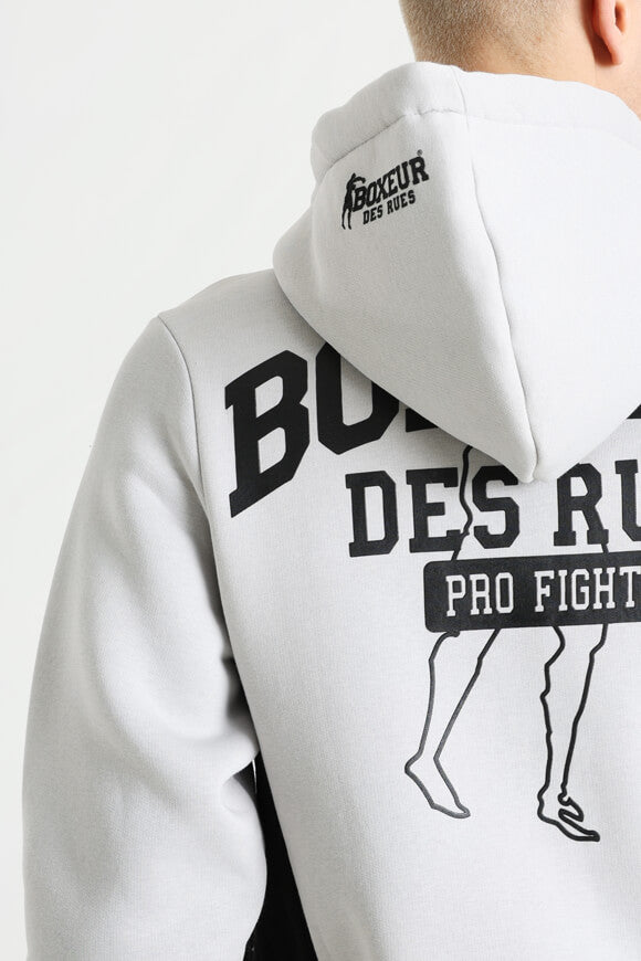 Kapuzensweatjacke - Light Grey + Black