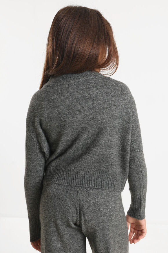 Oversized knitted sweater - Dark gray mottled