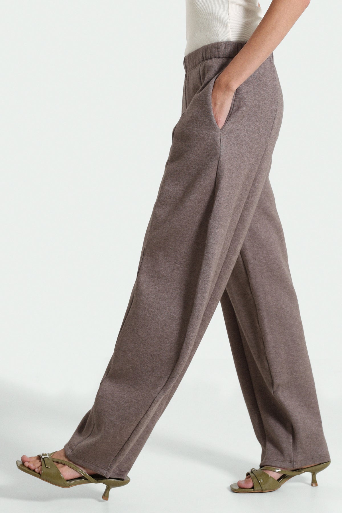 Barrel Fit Stoffhose - Taupe