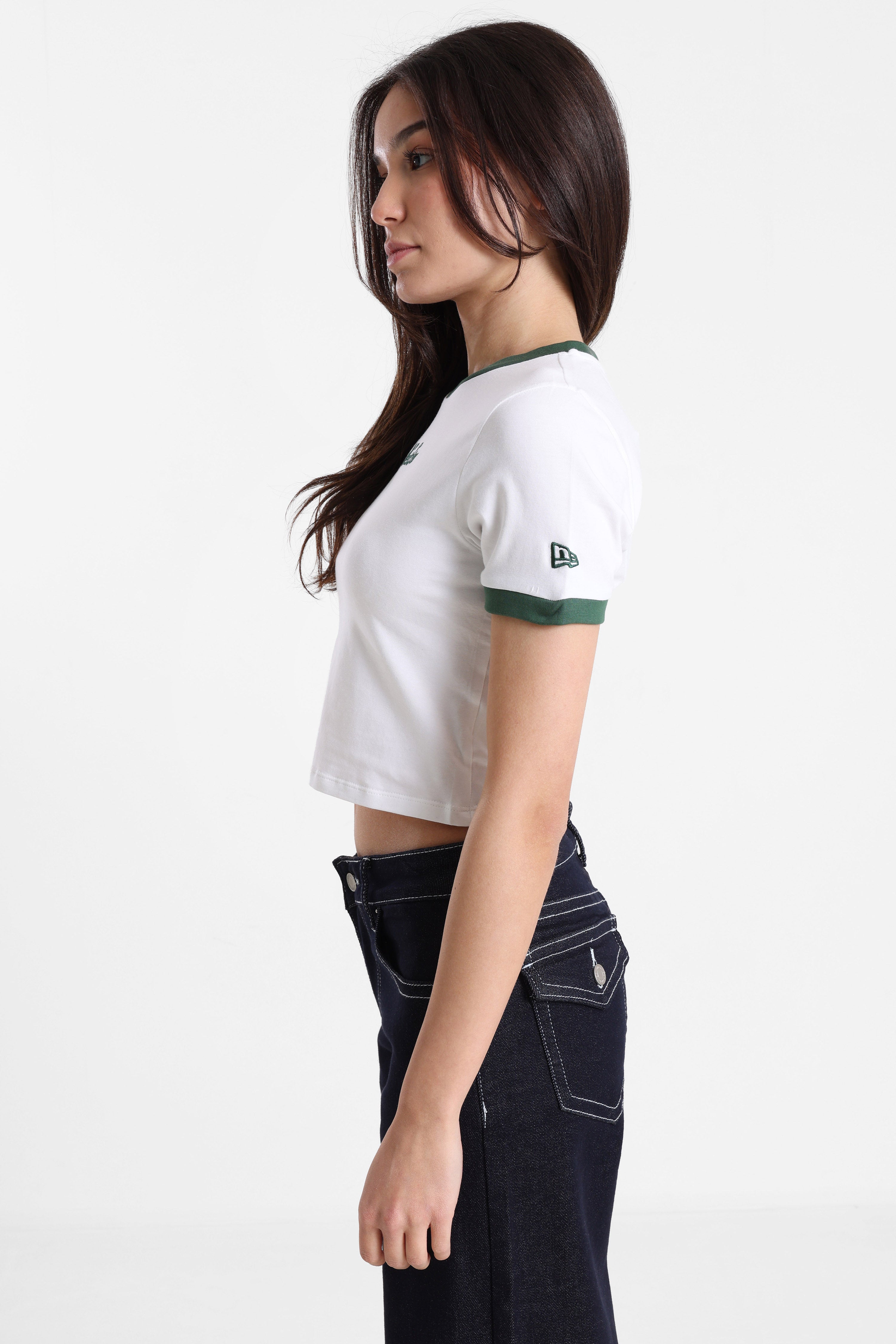 Crop T-Shirt - White + Green