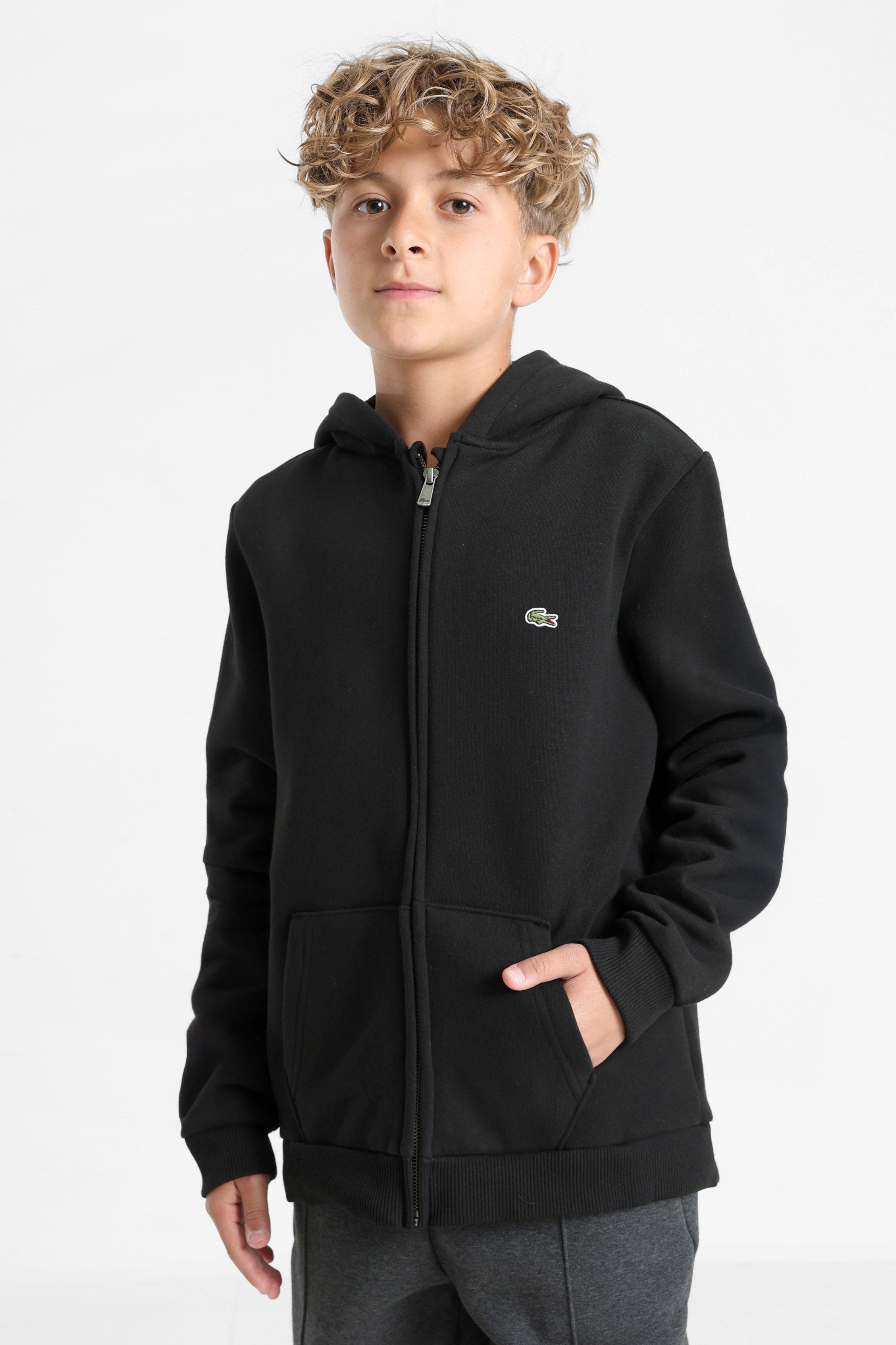 Felpa con cappuccio e zip - Black
