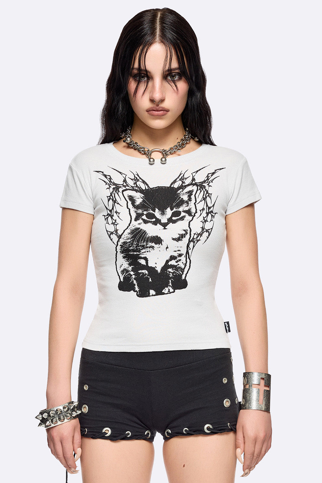 Darkly Cute Crop T-Shirt - Offwhite