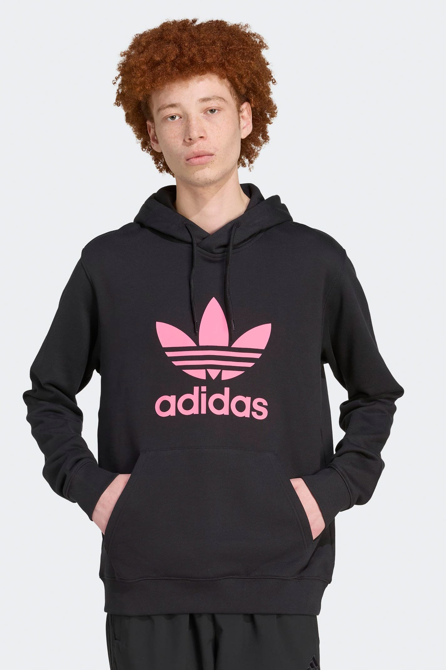 Trefoil Hooded Sweatshirt - Black + Lucid Pink