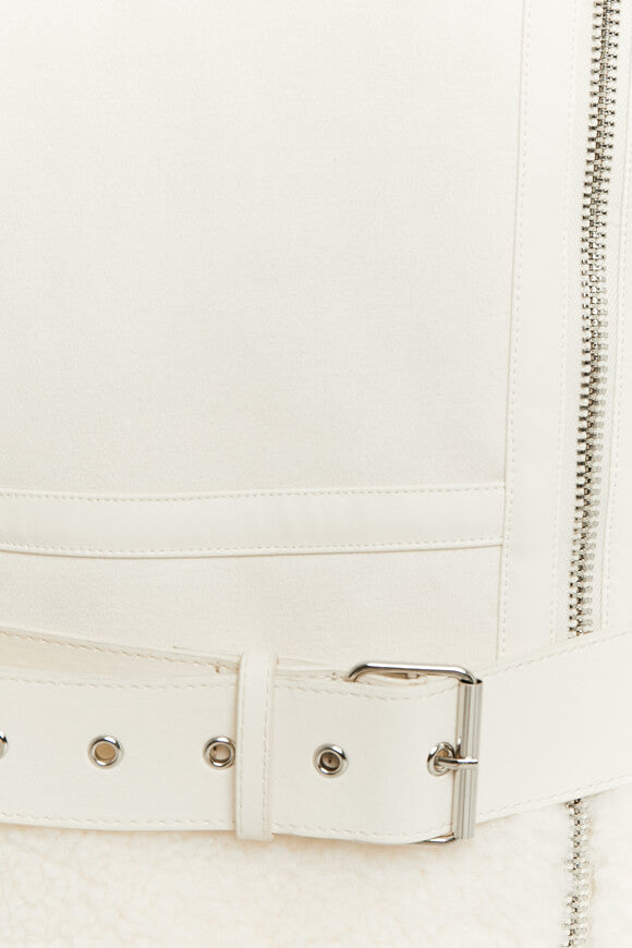 Veste oversize en shearling - Blanc cassé