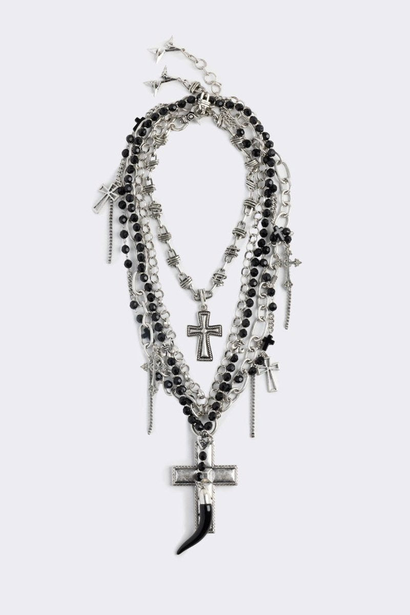 Requiem Layered Halsketten-Set - Black + Antique Silver