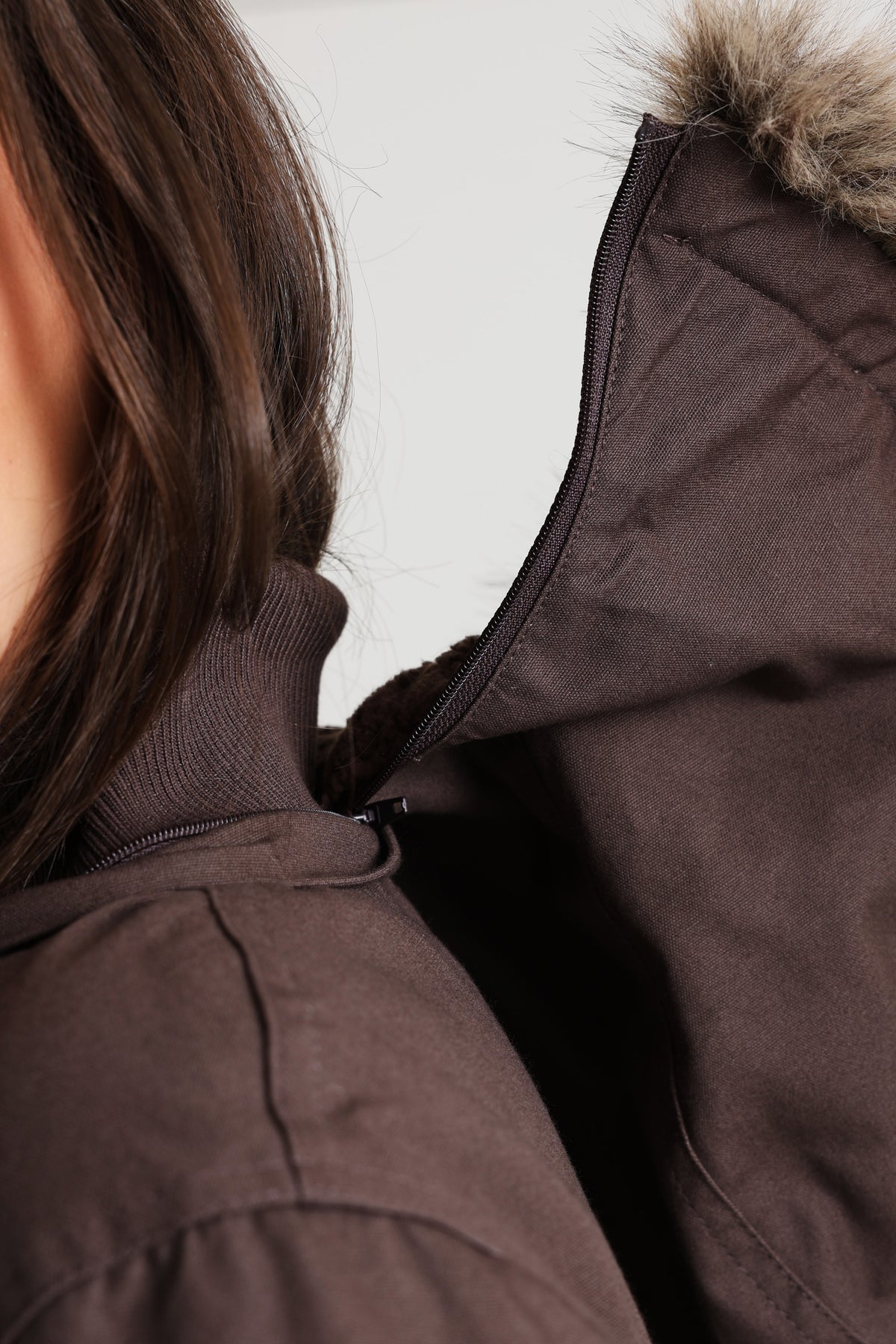 Lined bomber jacket - Brun foncé