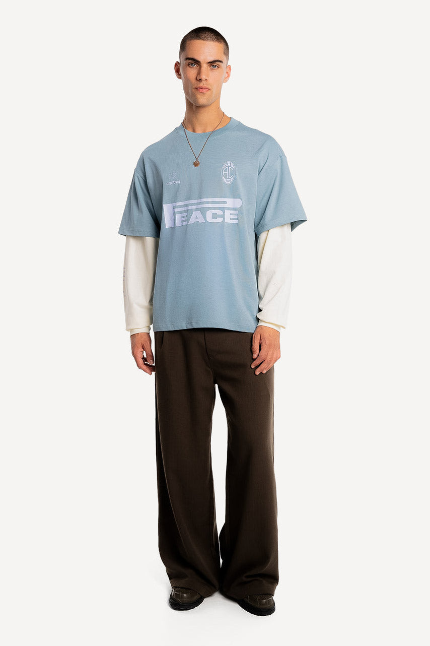 Shirt ample manches longues - Blue + Cream