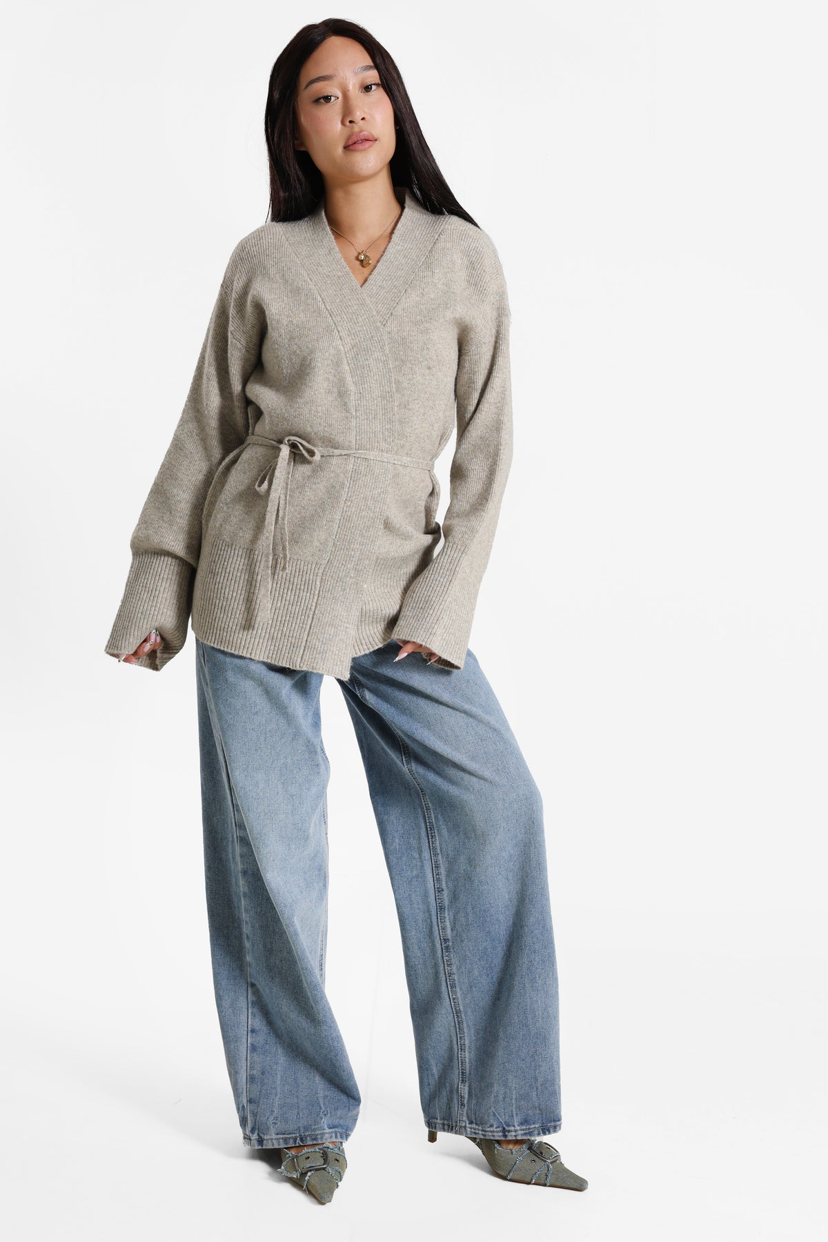 Jaquette en tricot - Beige Melange