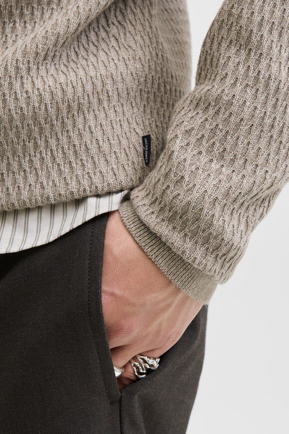 JPRBLAREAGAN structured knit jumper - Greige