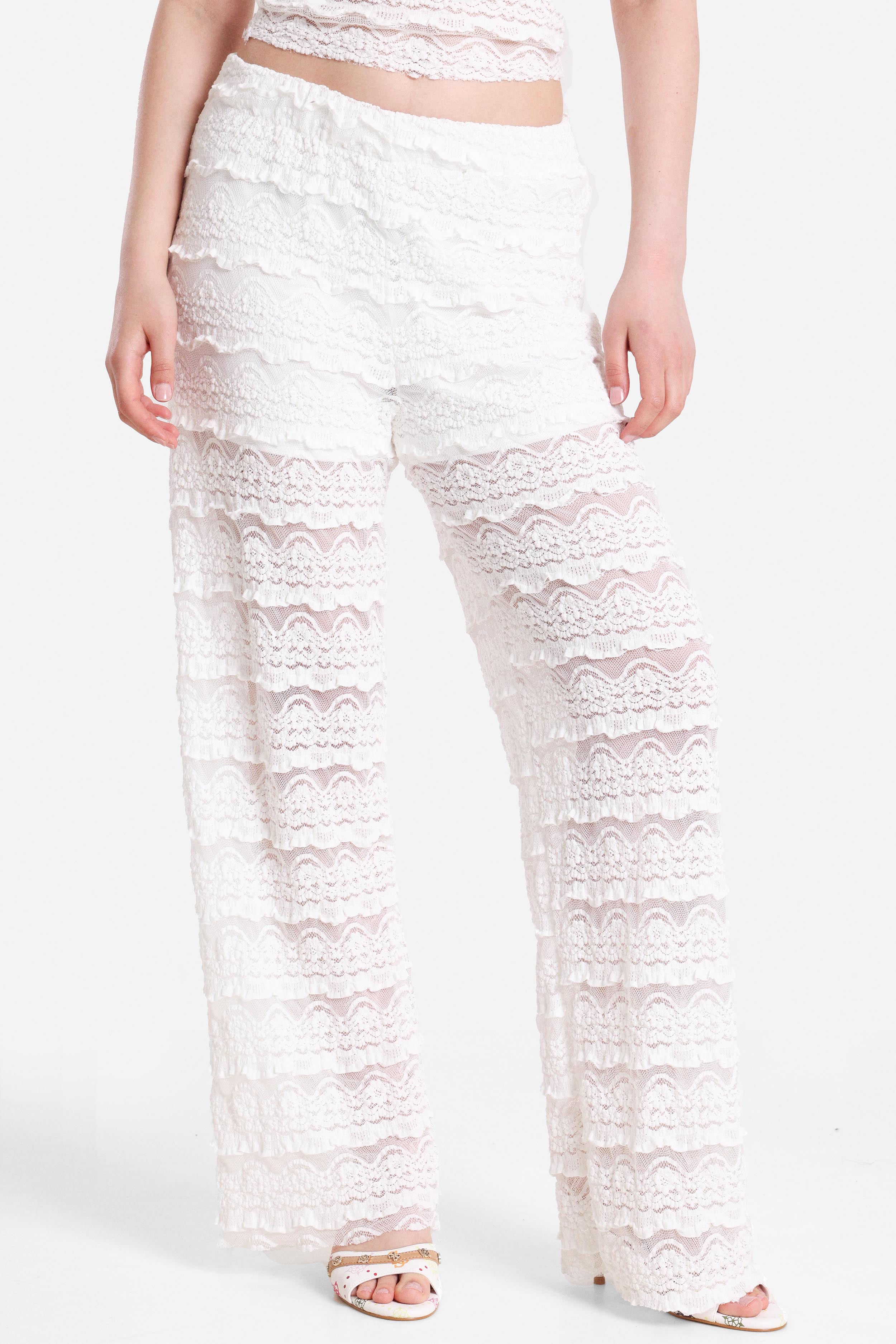 Pantalone in pizzo - White