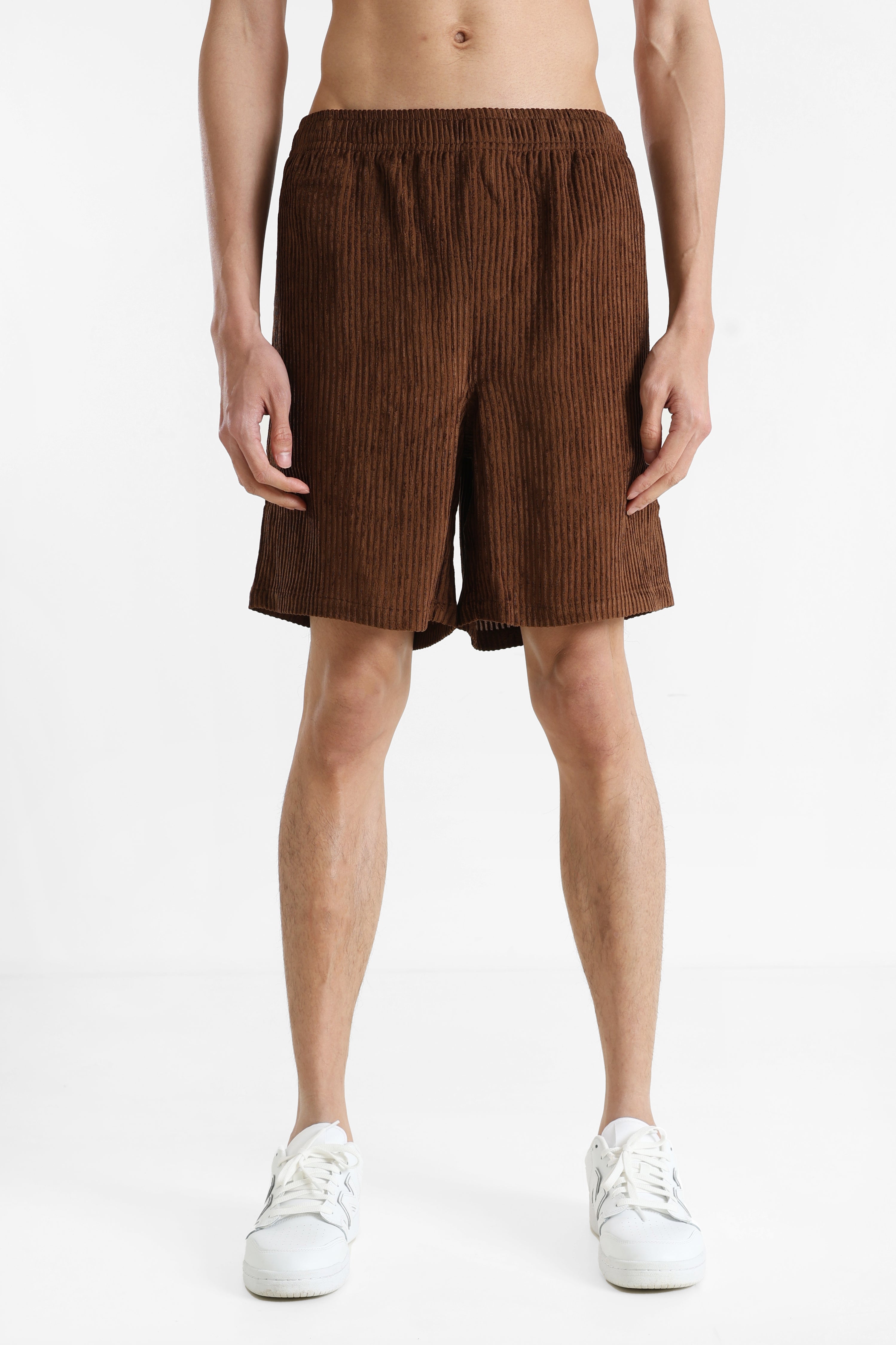 Structured fabric shorts - Brun