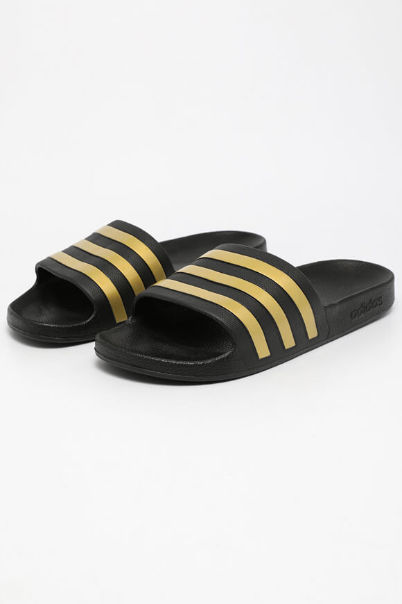 Adilette Aqua Pantoletten - Core Schwarz + Goldfarbe