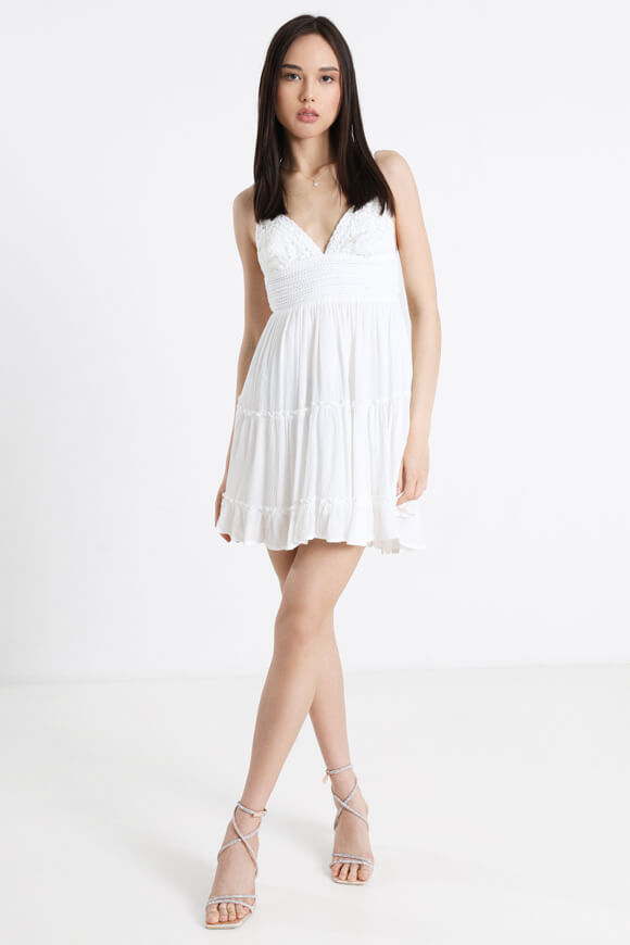 Mini dress with crochet details - Offwhite