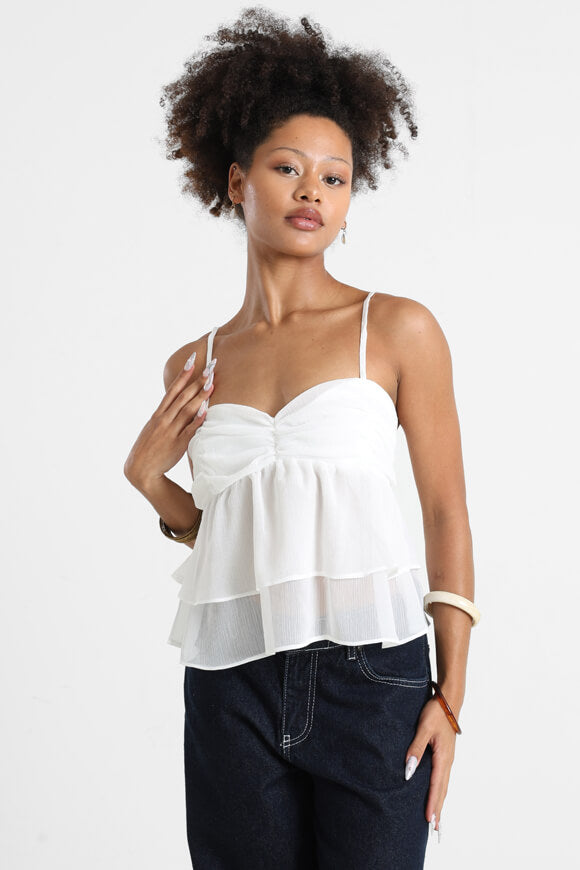 Seersucker strap top - Offwhite