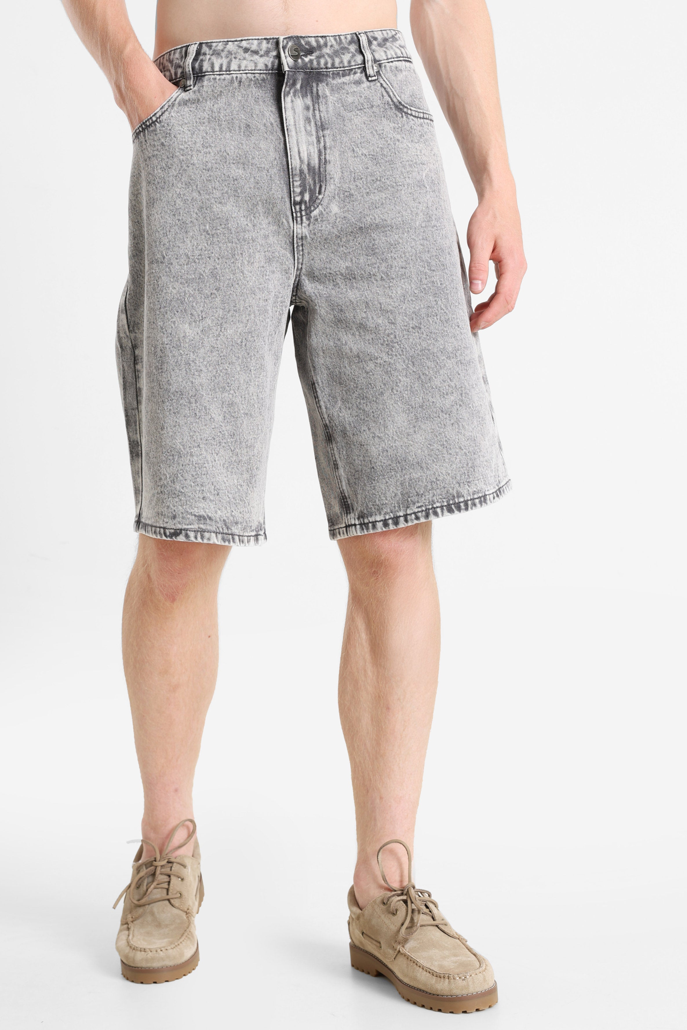 Jeans Bermudashorts - Gewaschen Grau