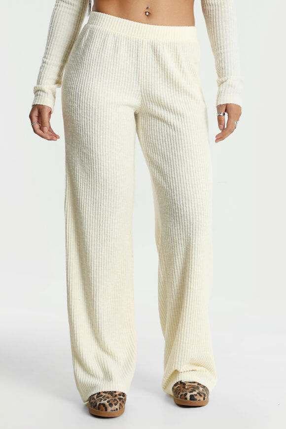 Gerippte Strickhose - Creme