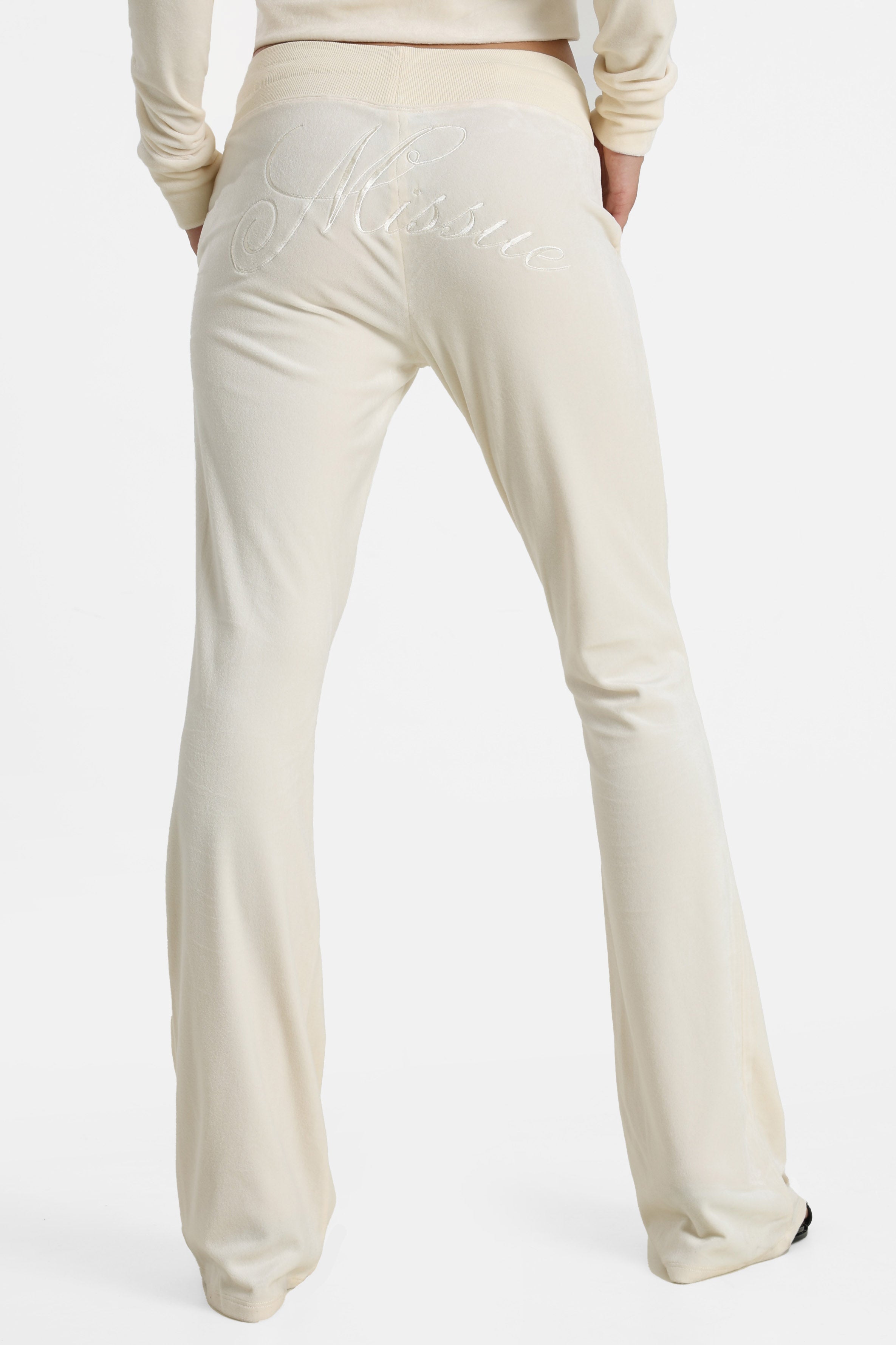 Pantalon flare en velours - Beige clair