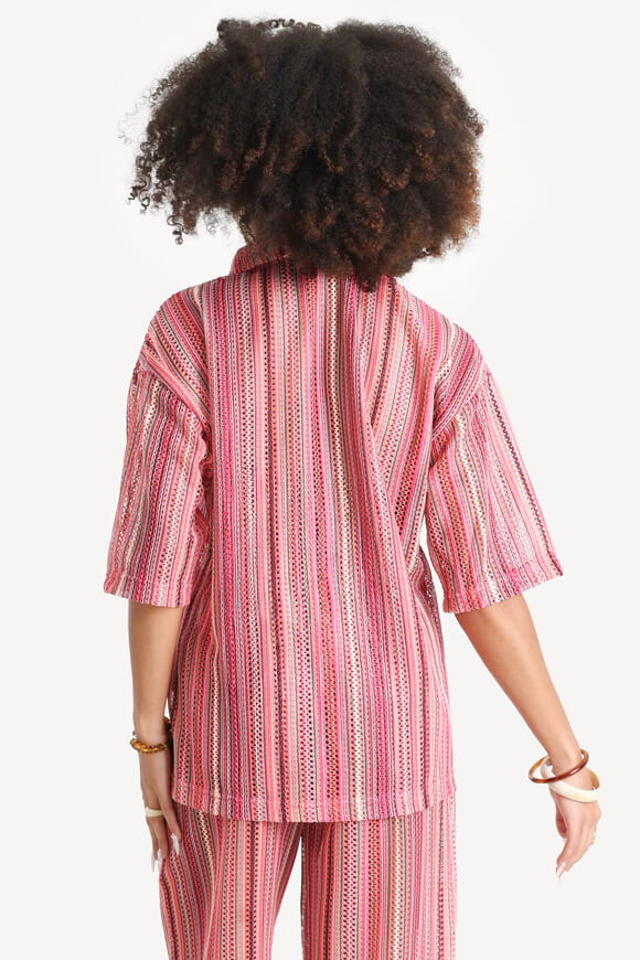 Camicia oversize all'uncinetto - Rose