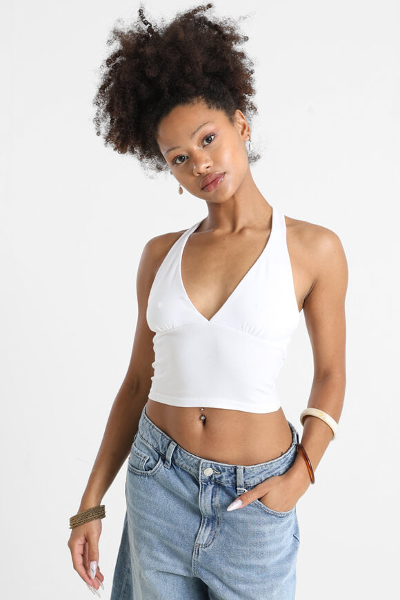 Neckholder Crop Top - White