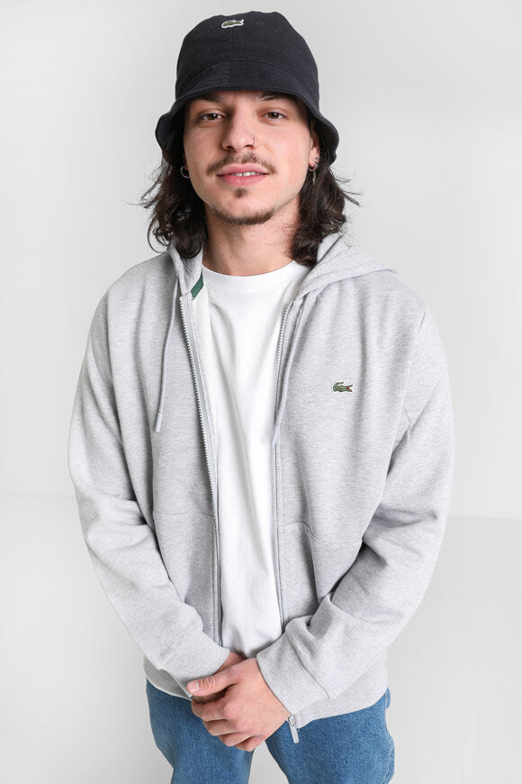 Kapuzensweatjacke - Hellgrau meliert