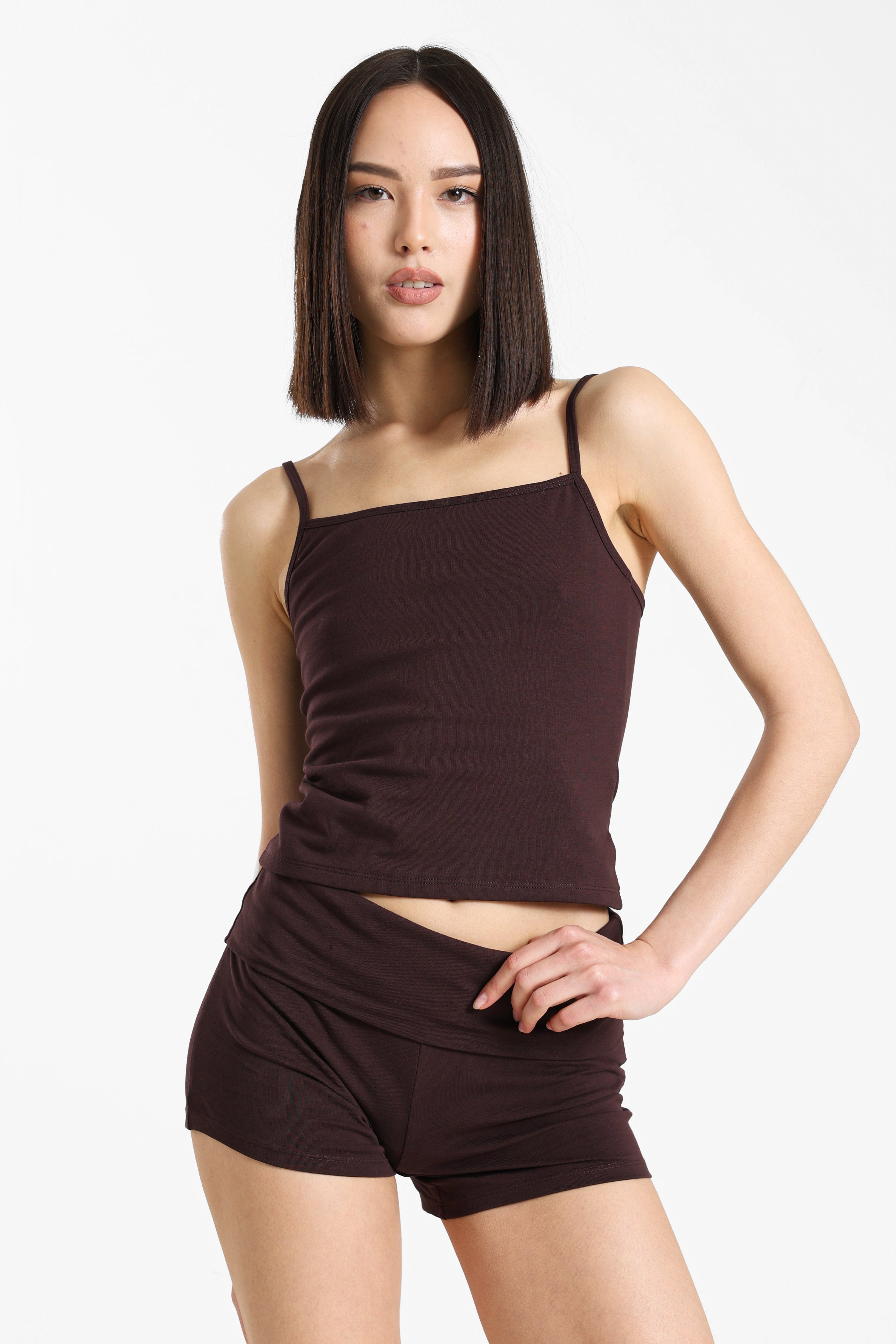 Cropped camisole top - Brun foncé