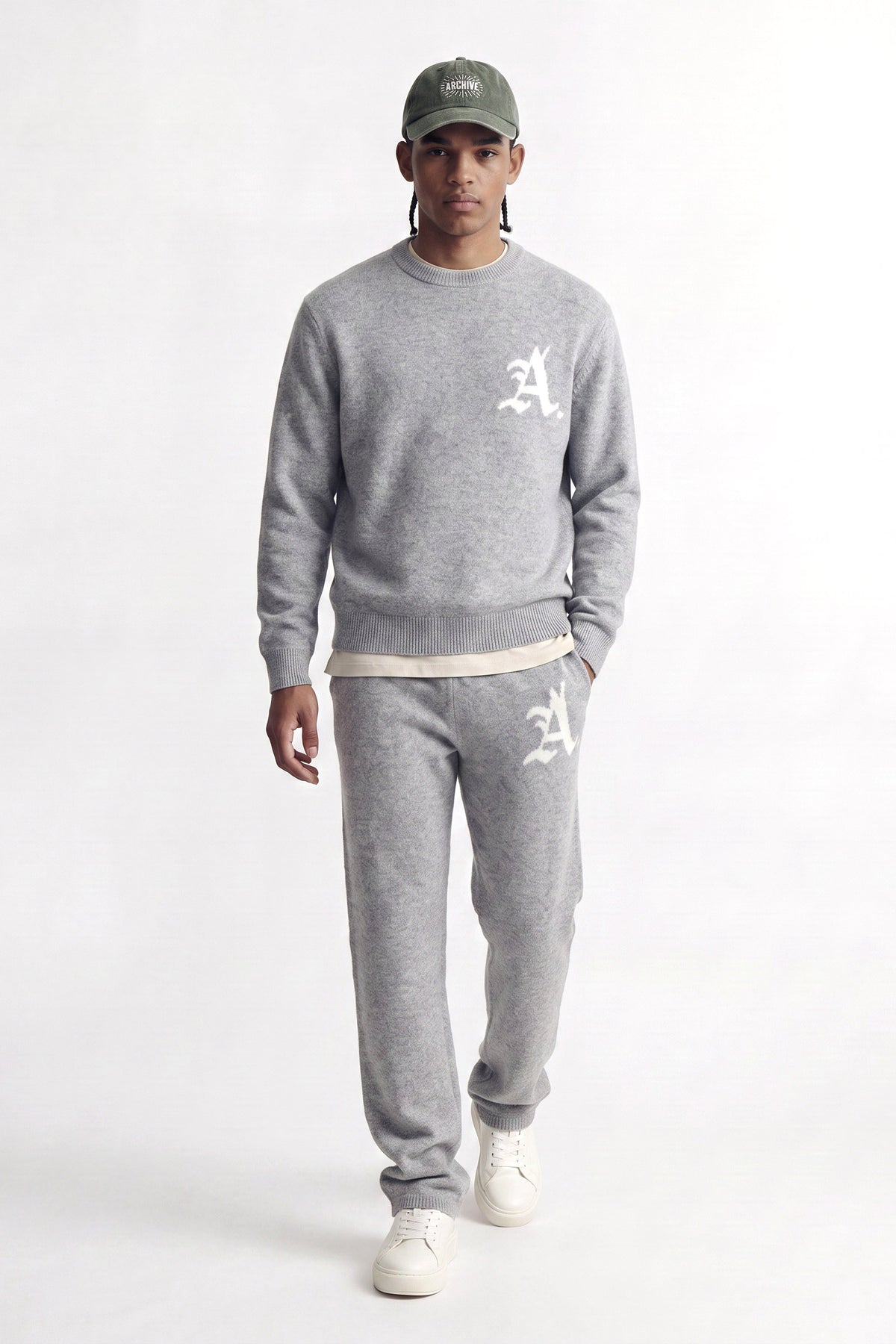Pantaloni in maglia JPSTBILL - Light Grey Melange