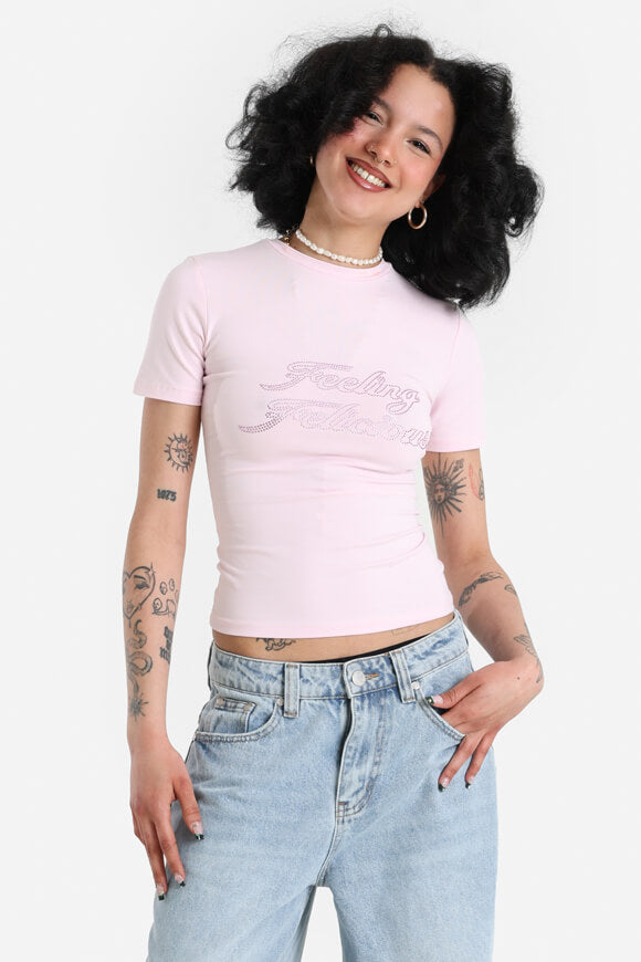 Maglietta con crop - Rosa frondoso