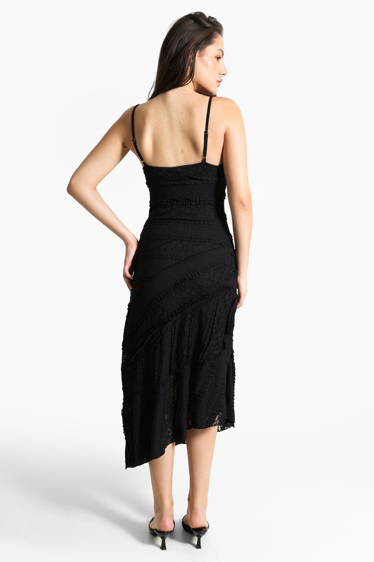 Midikleid aus Spitze - Schwarz