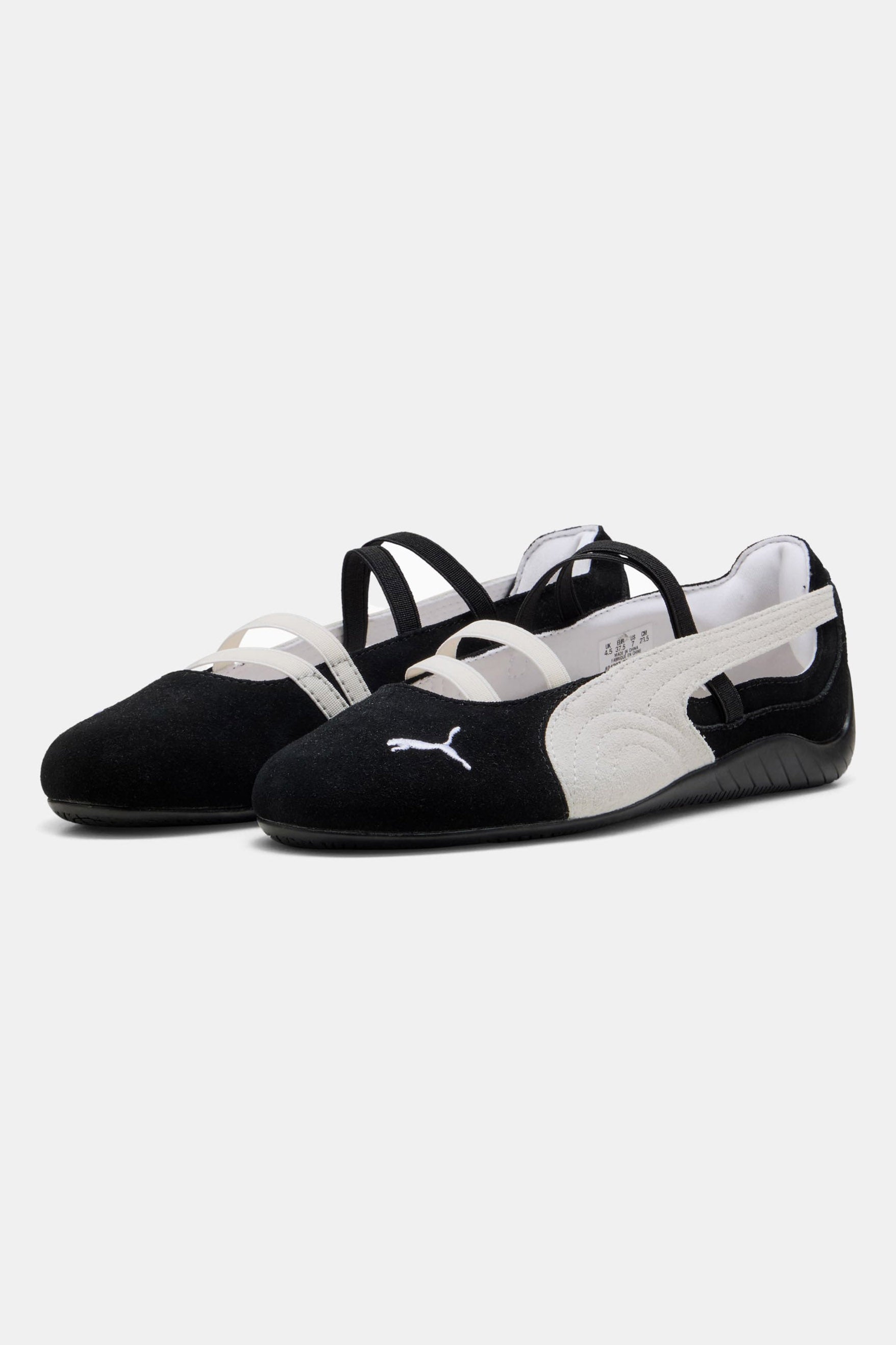 Speedcat ballerines en daim - Black + Warm White