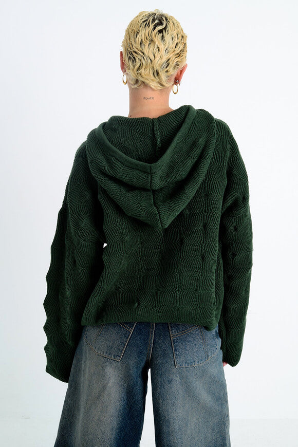 Thing jaquette ample en tricot épais - Dark Green