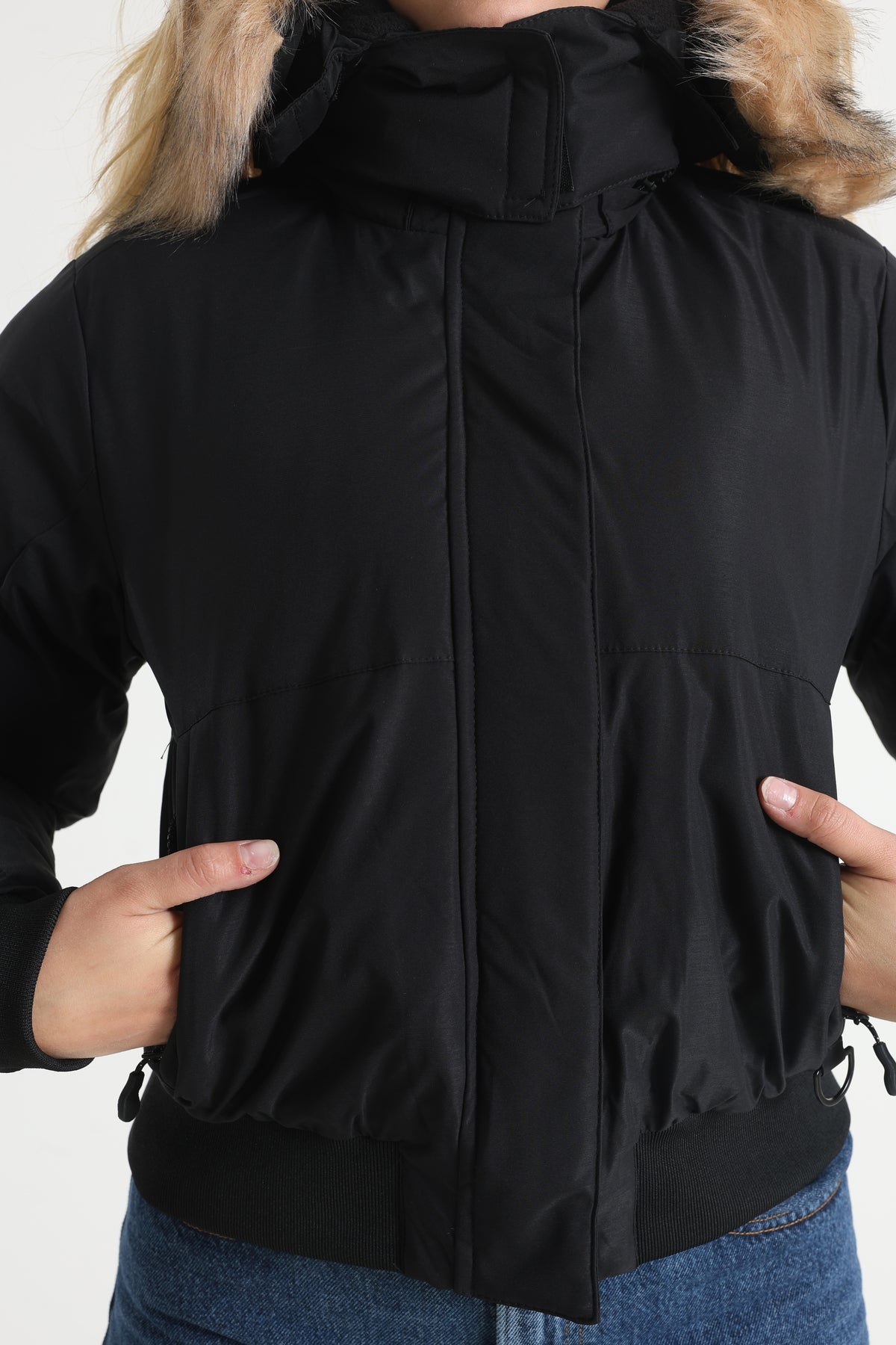 Olivia Wattierte Bomberjacke - Jet Black