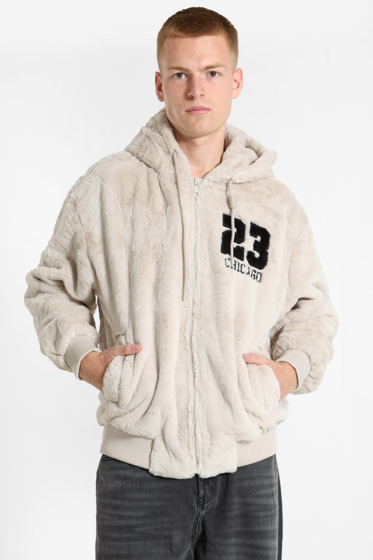 Kunstpelzjacke - Beige