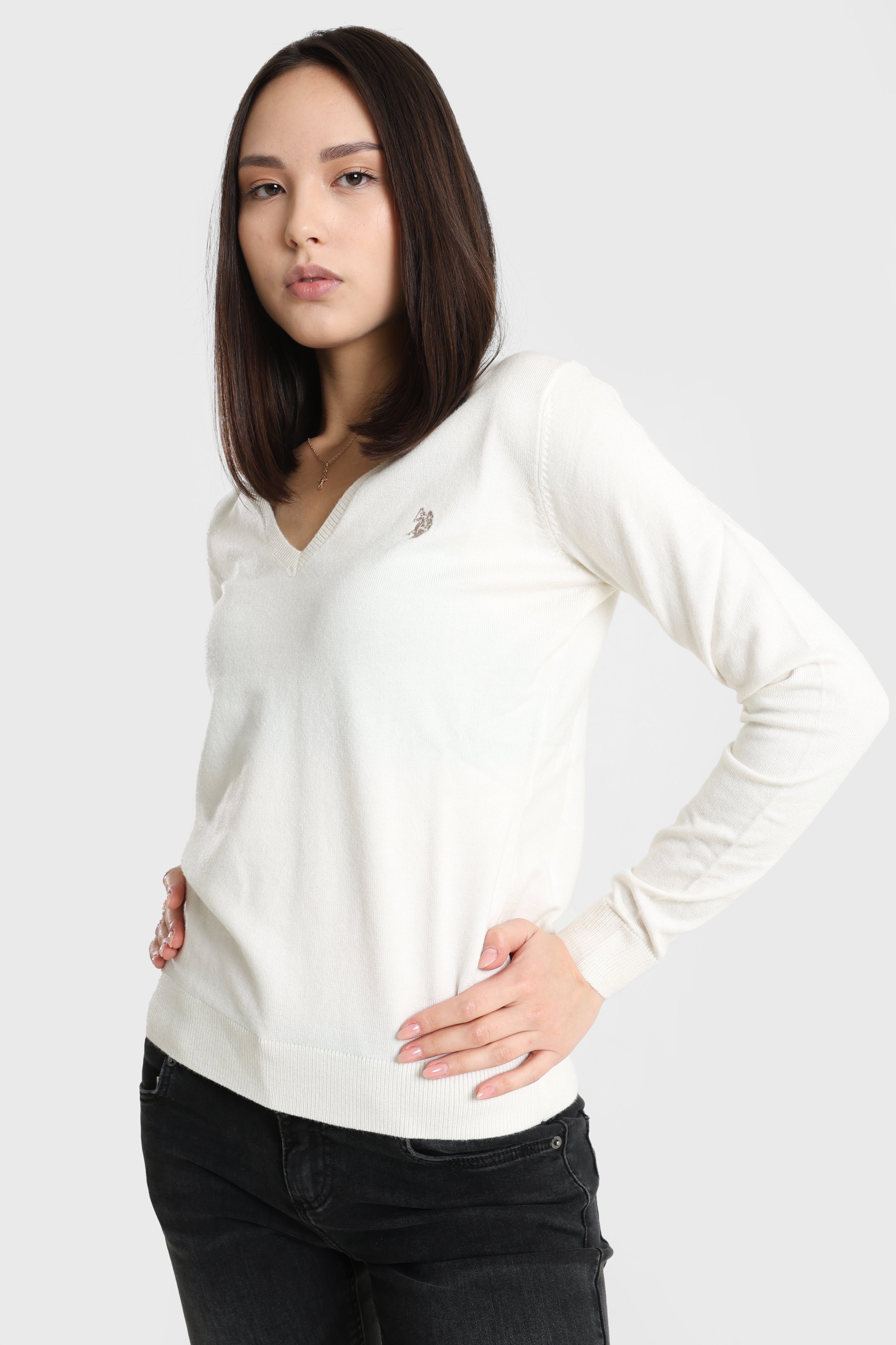 Maglia a maglia fine - Bianco sporco