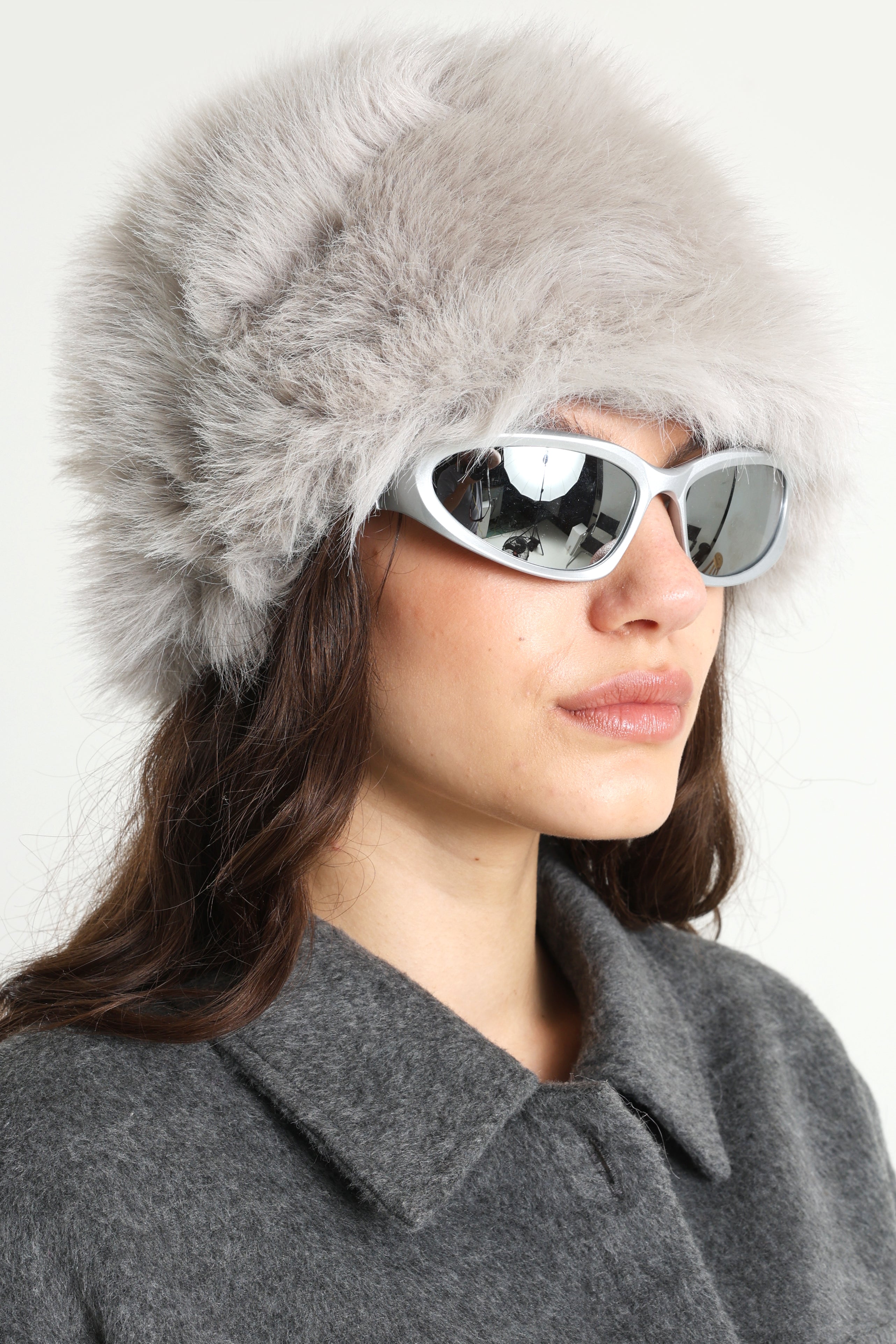 Chapeau en fourrure synthétique - Light Grey