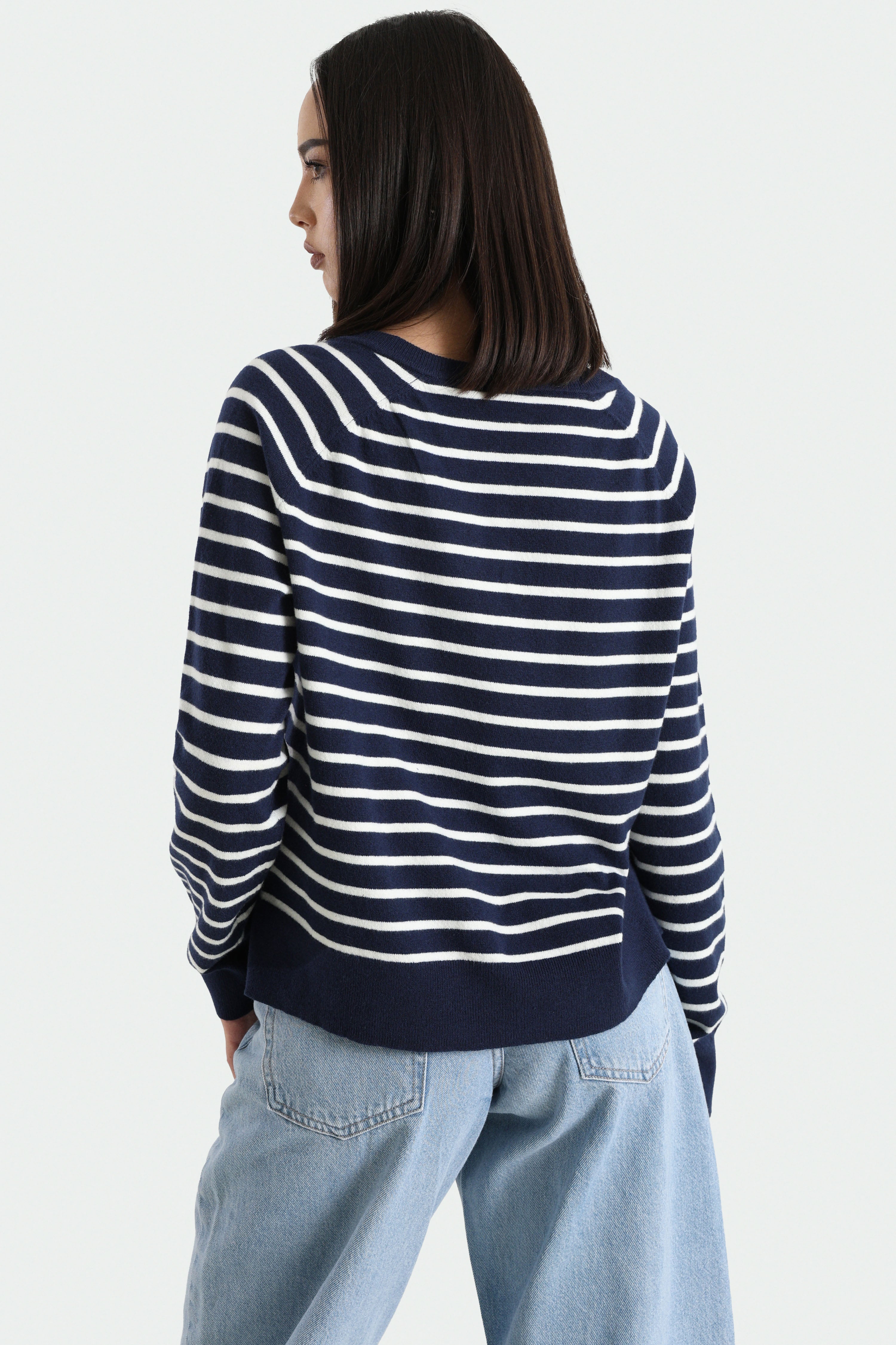 Knitted sweater - Dark Navy + Offwhite
