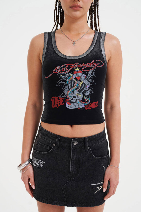 NYC Skull Crop Tanktop - Black