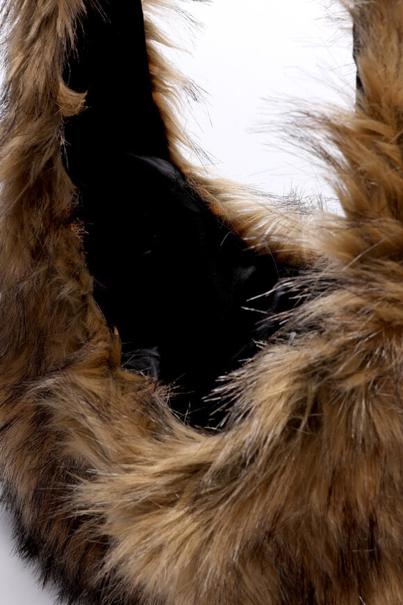 Borsa in pelliccia sintetica - Beige + Nero