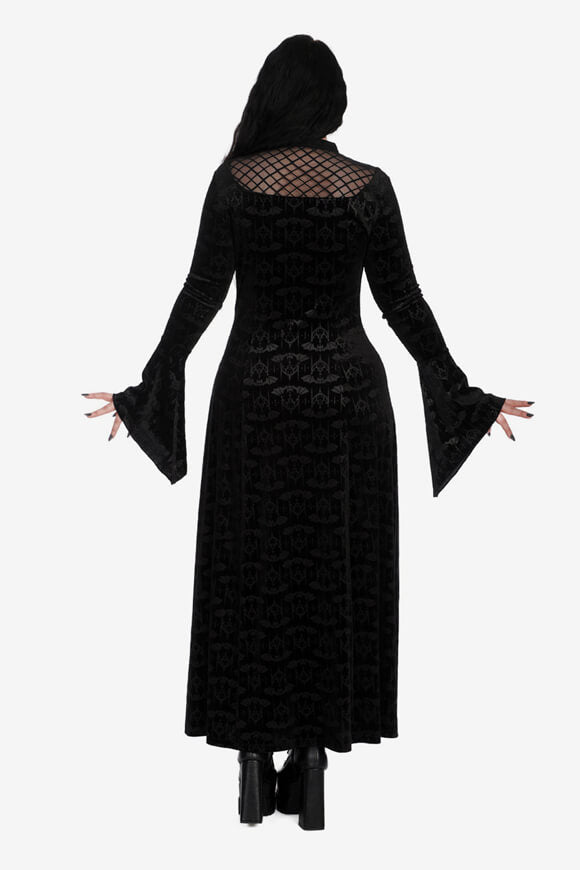 Maxi abito in velluto Hex Gothic Bat - Nero