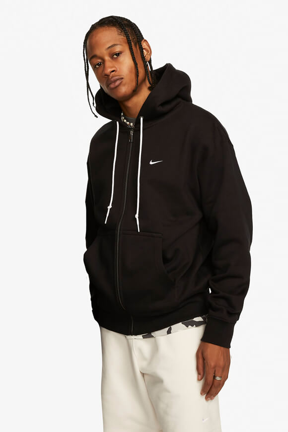 Solo Swoosh zip-up hoodie sweatshirt - Black